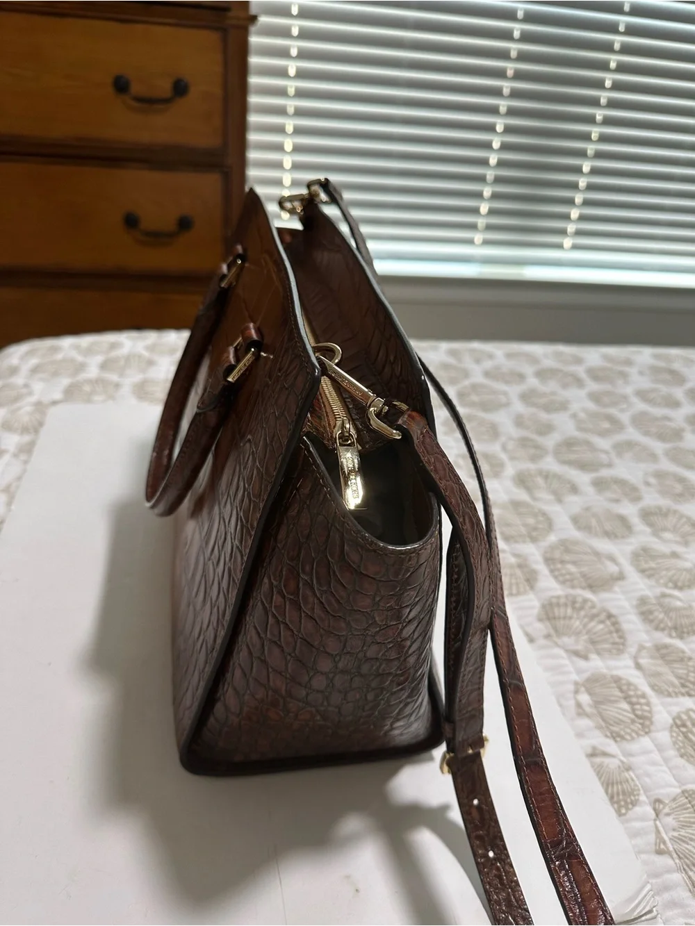 Michael Kors Bags | Michael Kors Selma Crocodile Leather Satchel | Color: Brown